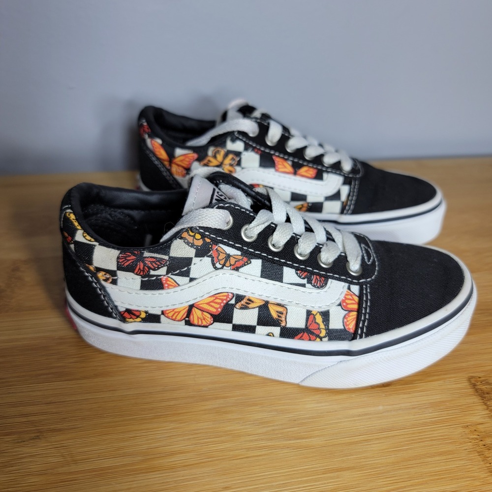 Vans Old Skool Kids 12.0 Butterfly Checkerboard Black White Sneakers 500714